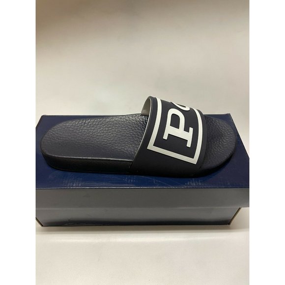 Polo Ralph Lauren Men's Big Logo Slides Sandals Navy Blue - Picture 2 of 6